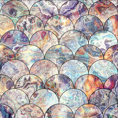 Abstract Marble texture. Fish scale mosaic tiles. Fractal digital Art Background. High Resolution. Can be used for background or wallpaper