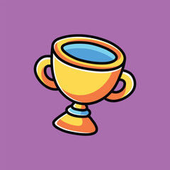 Trophy Vector Cartoon Illustration. Gaming Icon Concept Isolated Premium Vector. Flat Cartoon Concept for Gamers. Cute Doodle Cartoon Illustration Style. Suitable for Any Project