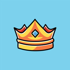 Crown Vector Cartoon Illustration. Gaming Icon Concept Isolated Premium Vector. Flat Cartoon Concept for Gamers. Cute Doodle Cartoon Illustration Style. Suitable for Any Project