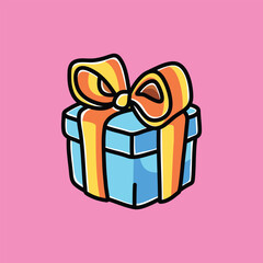 Gift Box Vector Cartoon Illustration. Gaming Icon Concept Isolated Premium Vector. Flat Cartoon Concept for Gamers. Doodle Cartoon Illustration Style. Suitable for Any Project