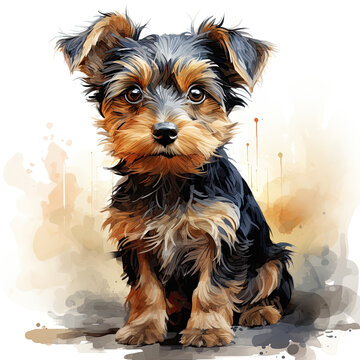 recommend clip art: watercolor Yorkshire Terrier clipart, Generative Ai