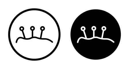 Acupuncture icon set. chinese acupuncturist therapy vector symbol in black filled and outlined style.