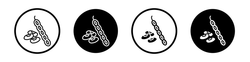 legume icon set. adzuki bean vector symbol. soybean seed sign in black filled and outlined style.