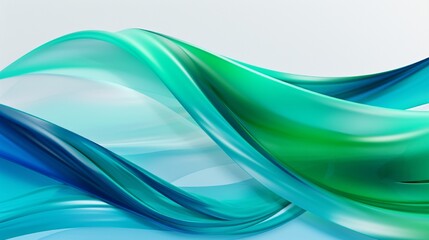Dive into fluid color waves of azure blue and emerald green intertwining in a dynamic 3D composition, creating a captivating abstract background.
