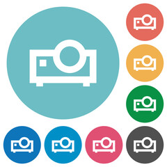 Multimedia projector outline flat round icons