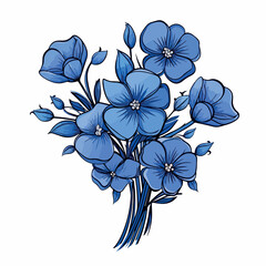 blue flowers bouquets flat vector illustration. flowers bouquets hand drawing isolated vector illustration - obrazy, fototapety, plakaty