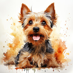 watercolor Yorkshire Terrier clipart, Generative Ai - obrazy, fototapety, plakaty