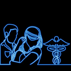 Family life insurance Medicine sign icon neon vector illustration concept