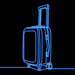 Travel luggage bag icon neon vector illustration concept