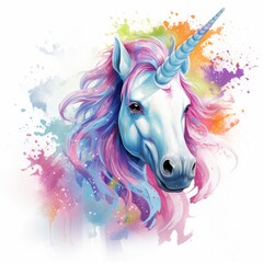 a unicorn with a horn and rainbow hair
