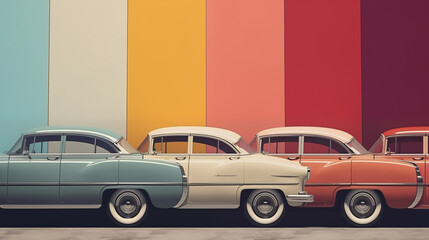 Vintage retro cars background poster