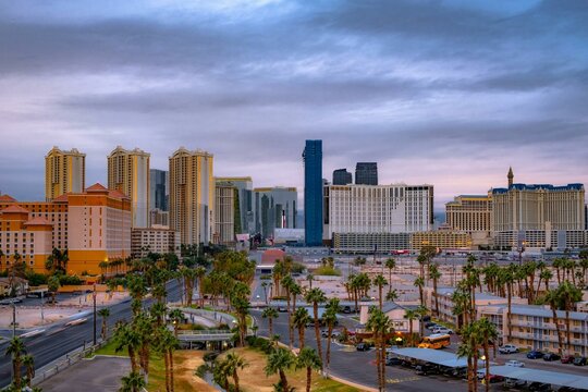 4K Image: Moody Las Vegas Cityscape on the Strip at Evening