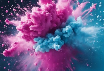 Fototapeta na wymiar Bright cyan blue holi paint color powder festival explosion burst isolated white background
