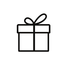 Gift box with ribbon icon. Christmas, anniversary and birthday present. Vector Illustration