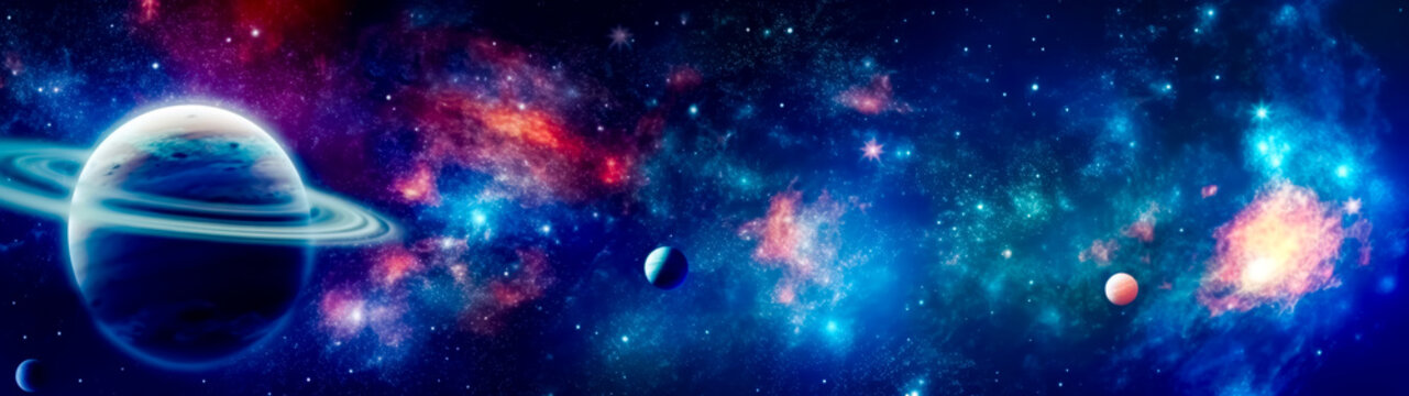 Image of space scene with planet and stars in the background.