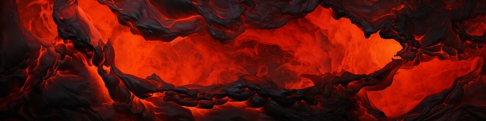 Experience molten lava hues of fiery orange and deep crimson converging in a dynamic 3D composition, creating an intense and abstract visual spectacle.