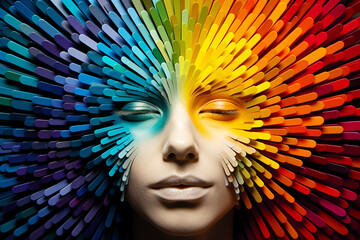 Face showcasing a spectrum of emotions arranged in a color wheel, emphasizing the diversity and complexity of feelings