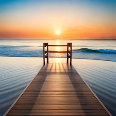 Fototapeta na wymiar sunset on the wooden pier