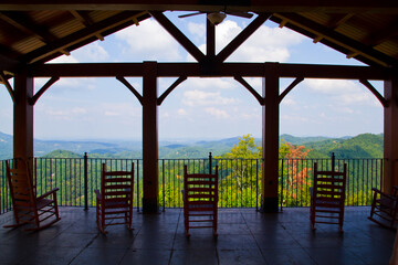 Serene Pavilion Overlook with Rocking Chairs, Gatlinburg, Tennessee