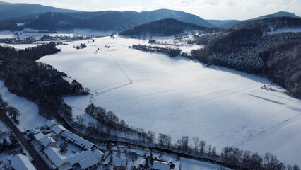 Idyllic winter landscape in Alland, Lower Austria