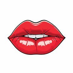 red woman lips with tongue flat vector illustration. red woman lips with tongue hand drawing isolated vector illustration