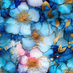 Seamless watercolor colorful abstract flowers pattern background