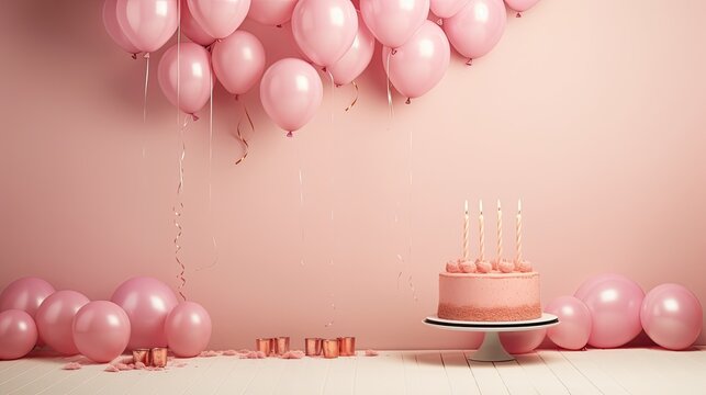 a 'Happy Birthday' background with free space for text, super ultra-detail and realism in a minimalist modern style, creating a composition that radiates joy and celebration.