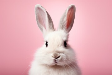 Cool bunny in studio with selective focus and copy space