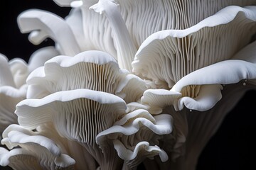 White colored oyster mushroom, close up. - obrazy, fototapety, plakaty