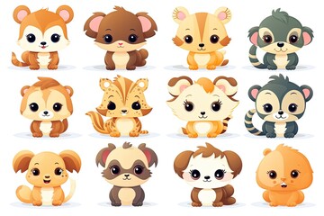Animal stickers in cartoon style.