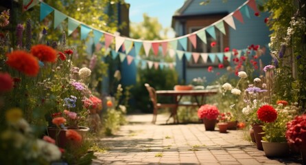 flower bunting & party props