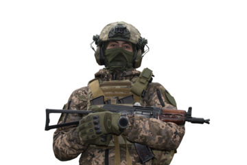 A ukrainian soldier isolated