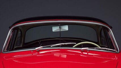 Windshield of a red car