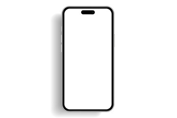 3D realistic high quality smartphone mockup with isolated background. Smart phone mockup collection. Device front view. 3D mobile phone with shadow on white background.