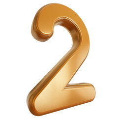 Número 2 dourado com fundo transparente.