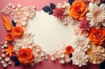 paper flowers with blank paper and a blank picture background