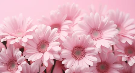 Keuken spatwand met foto pink daisy flower background with white dots on light pink background © olegganko