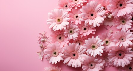 pink daisy flower background with white dots on light pink background