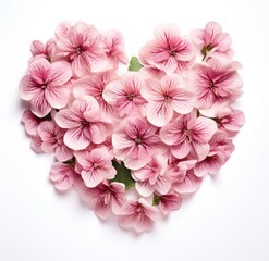 Obraz premium pink geranium in heart shape