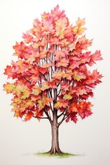 Watercolor and pencil drawing of maple tree.