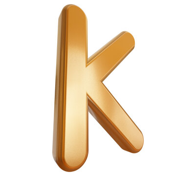 Letra K dourada com fundo transparente.