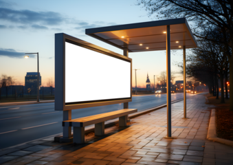 Advertisement board space as empty blank mockup signboard with copy space area, Billboard, Poster mockup, in a bus stop