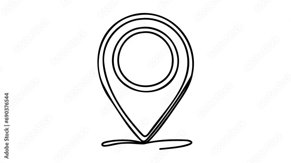 Poster location pointer continuous one line drawing. gps navigation line route mark. vector illustration is