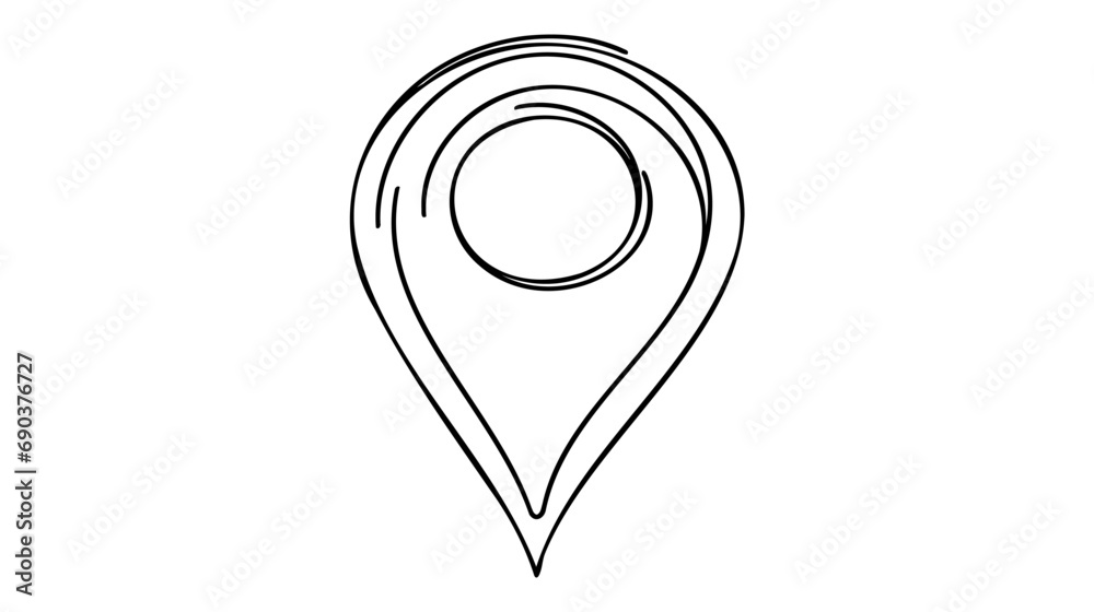 Poster location pointer continuous one line drawing. gps navigation line route mark. vector illustration is