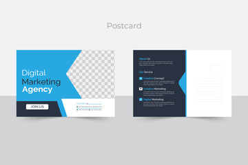 Editable creative corporate Postcard Design vector. Modern business postcard design template.