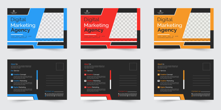 Corporate Modern Business Postcard Design Template. Double Sided Postcard Design