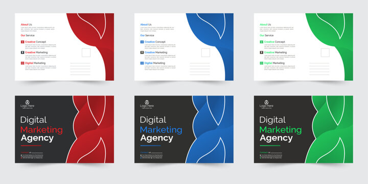 Corporate Modern Business Postcard Design Template. Double Sided Postcard Design