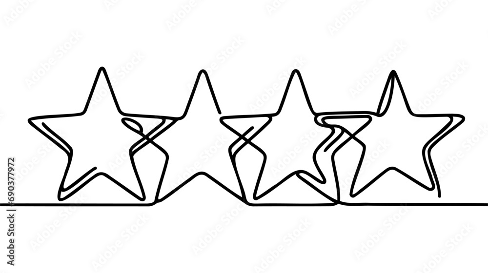Wall mural Hand draw doodle of four stars illustration in continuous line arts style vector - Wall murals