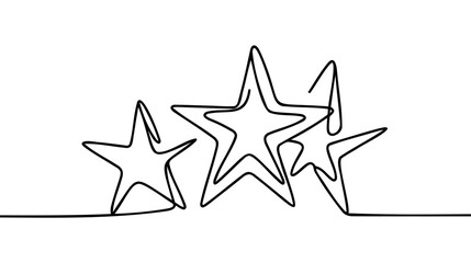 Hand draw doodle of three stars illustration in continuous line arts style vector