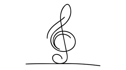 Continuous music line art note vector sketch illustration.